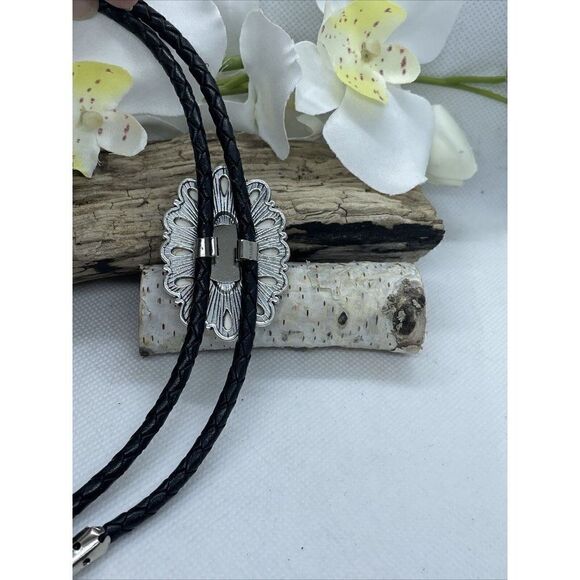 Western Cluster Turquoise  White Silver Black Bolo Tie Southwest Cowgirl Cowboy - Picture 7 of 13